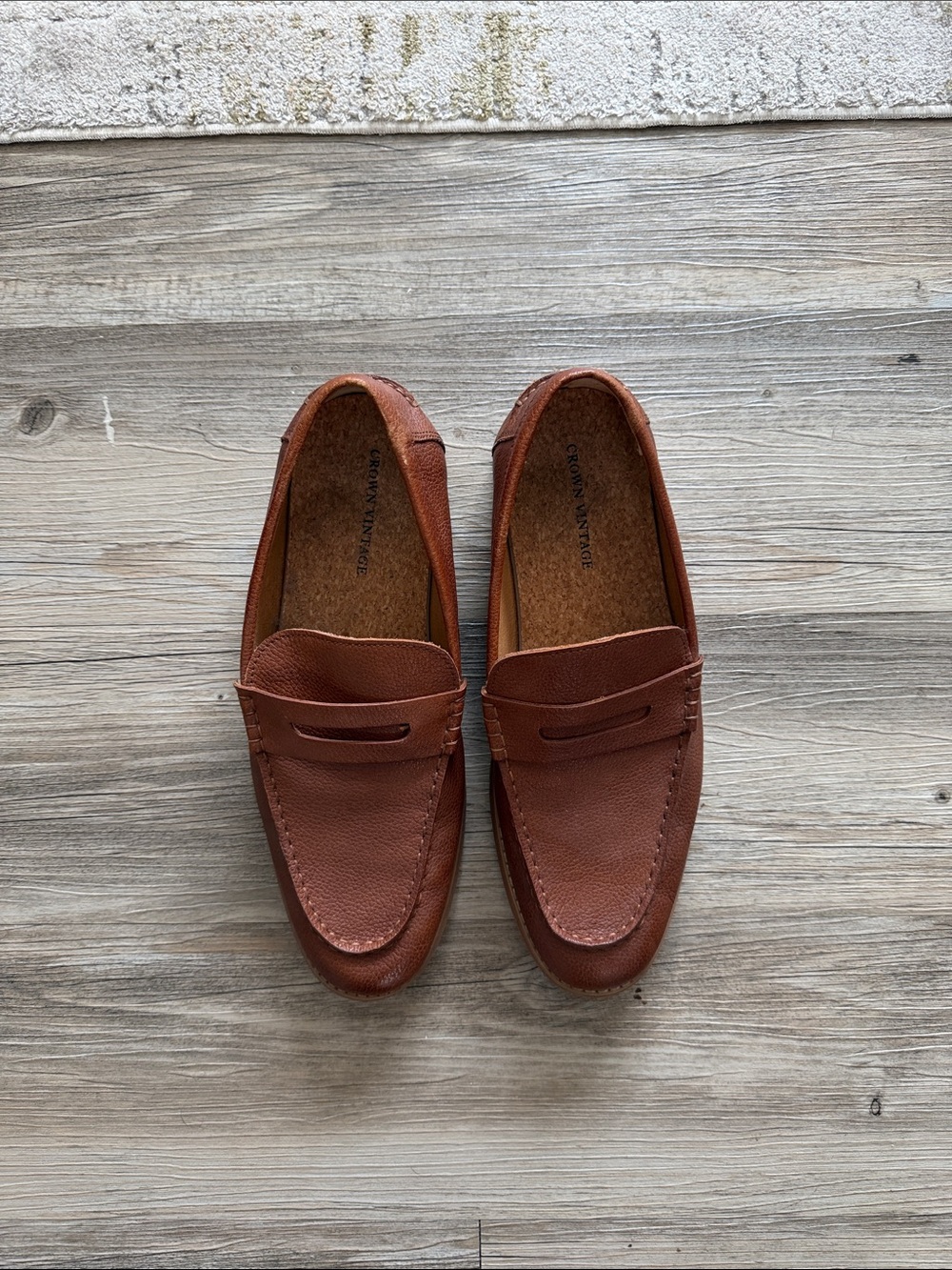 Crown Vintage Men's Penny Loafers in Chestnut Brown